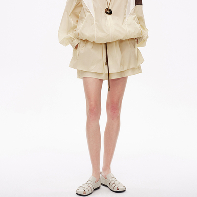 AVVENN设计师款混搭运动风松紧腰泡泡裙短裤AL31306539