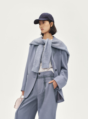 AVVENN蓝灰色极简风松弛感宽松西装外套AL92601686