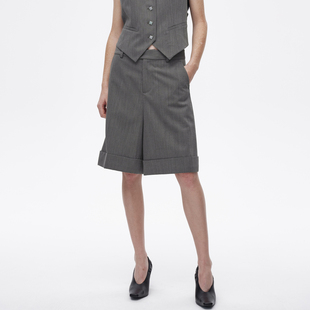 AVVENN设计师款 AL11306609 脚口卷边后腰纽扣袢休闲西裤