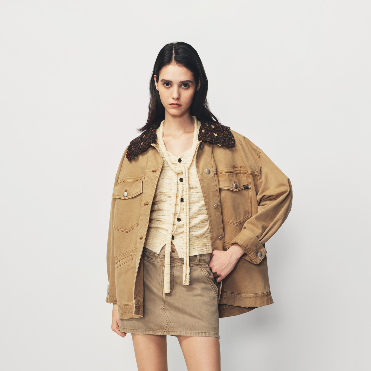 AVVENN可拆领口设计牛仔外套AK10111629,女装/女士精品,短外套,淘宝优惠券,粉丝福利购,淘宝优惠卷