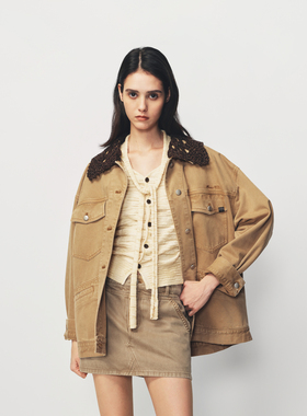 AVVENN可拆领口设计牛仔外套AK10111629