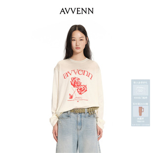 AVVENN休闲百搭米色做旧渐变长袖 T恤AL31001522