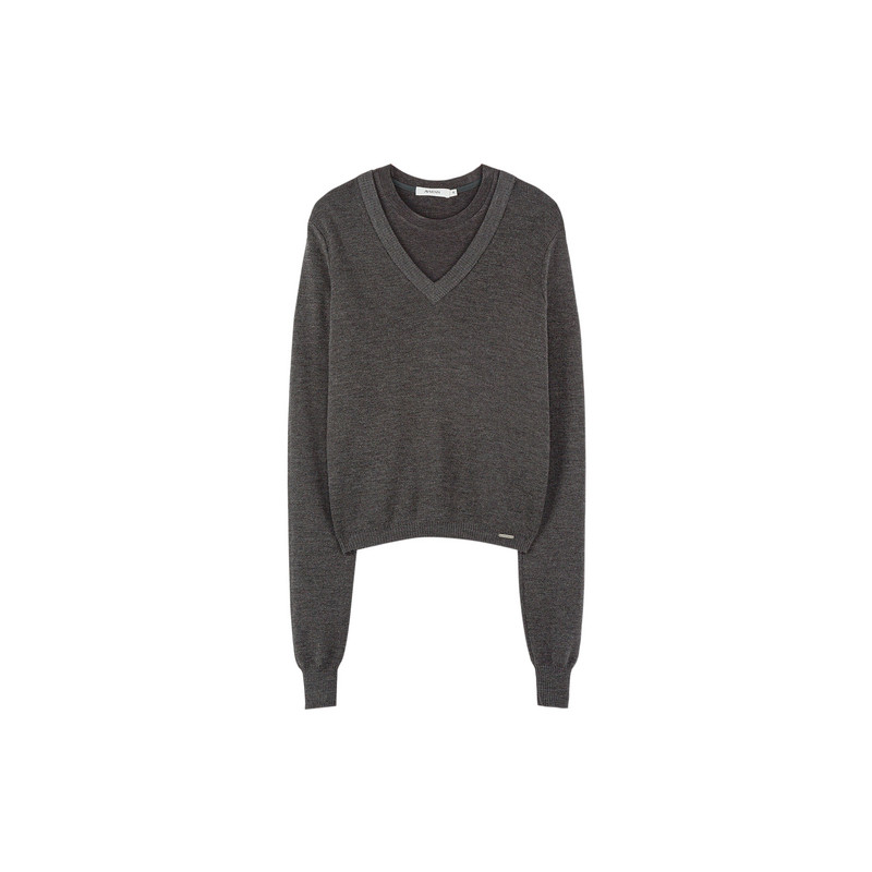 AVVENN真两件堆堆袖针织毛衫