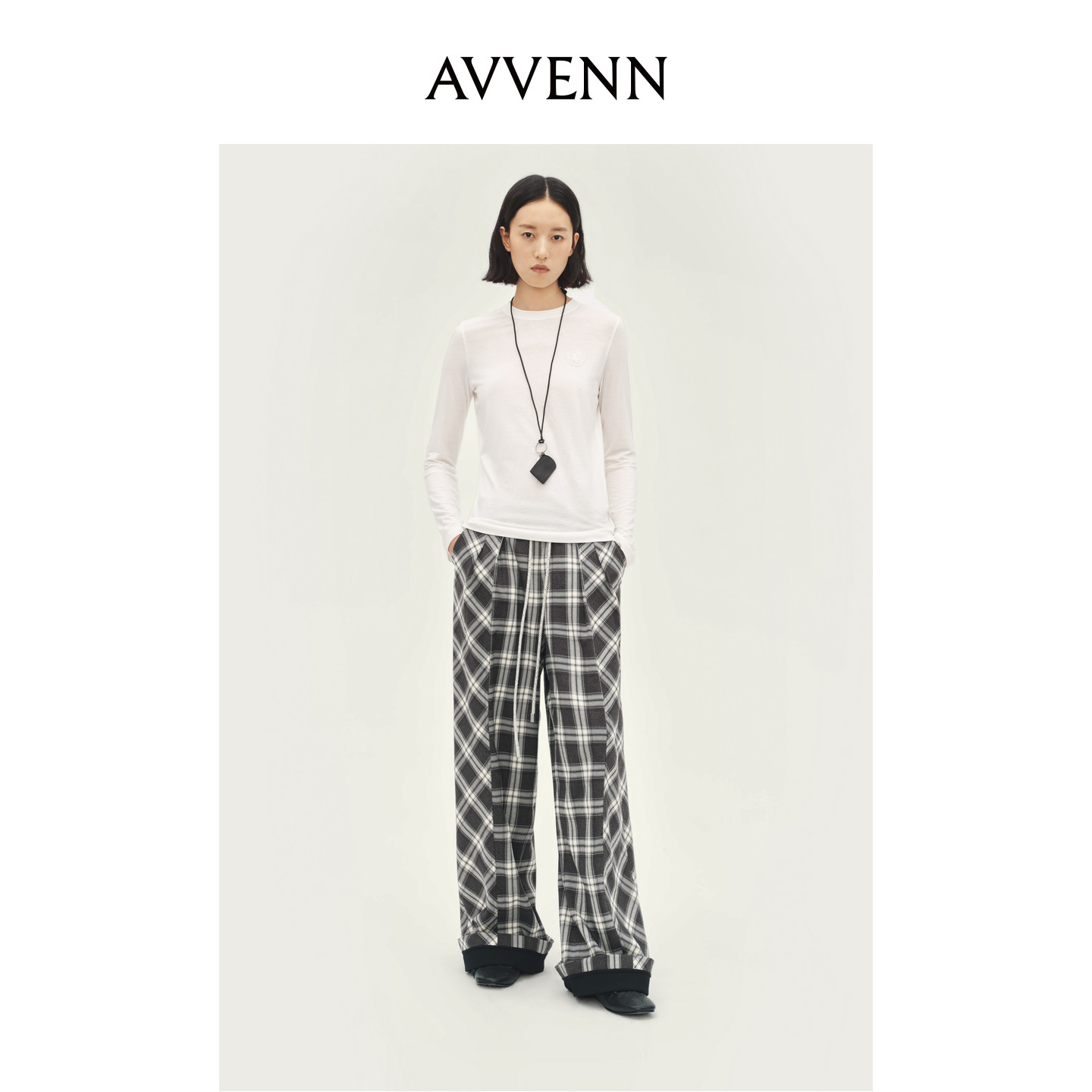 AVVENN天丝羊毛肌底衣长袖面膜T打底圆领简约百搭AL91001505