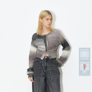 AM70106796 AVVENN羊驼绒渐变马海毛针织开衫 金晨同款