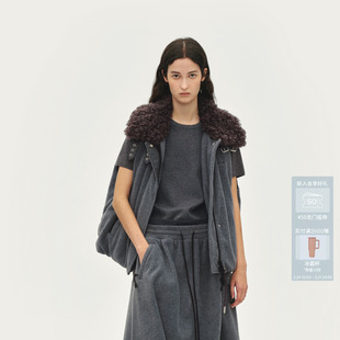 AVVENN刺绣logo领口拼毛宽松版 型羽绒马甲AL90505708