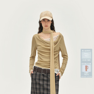 107经典 AVVENN 系列假两件荡领针织蕾丝AL91001513 田曦薇同款