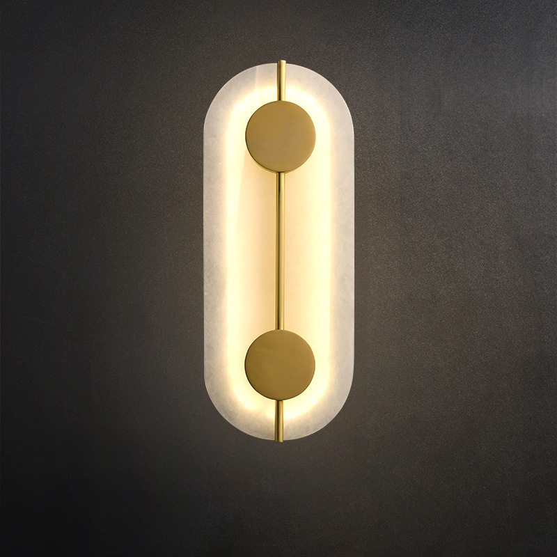 后现代创意云石客厅壁灯艺术床头卧室壁灯北欧设计师全铜轻奢壁灯