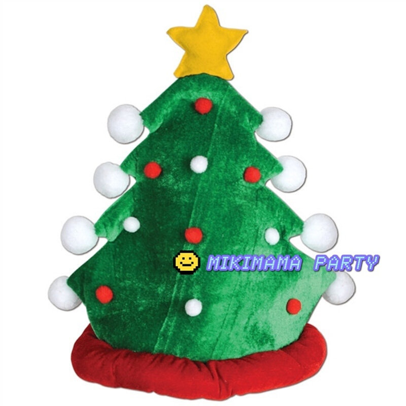欧美新款绿色圣诞树形圣诞帽子星星装饰节日派对装饰品圣诞礼物
