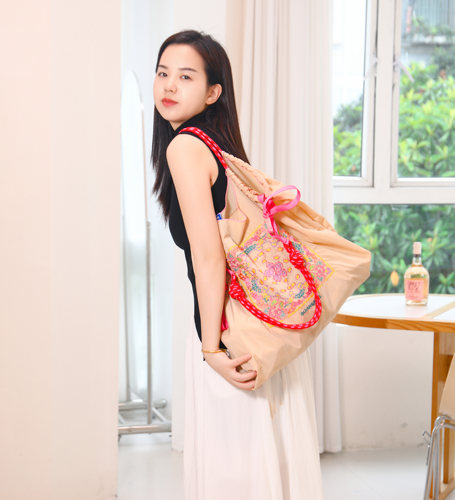 高圆圆同款包帆布guan ball包环保袋斜挎尼龙女大容量手提购物袋