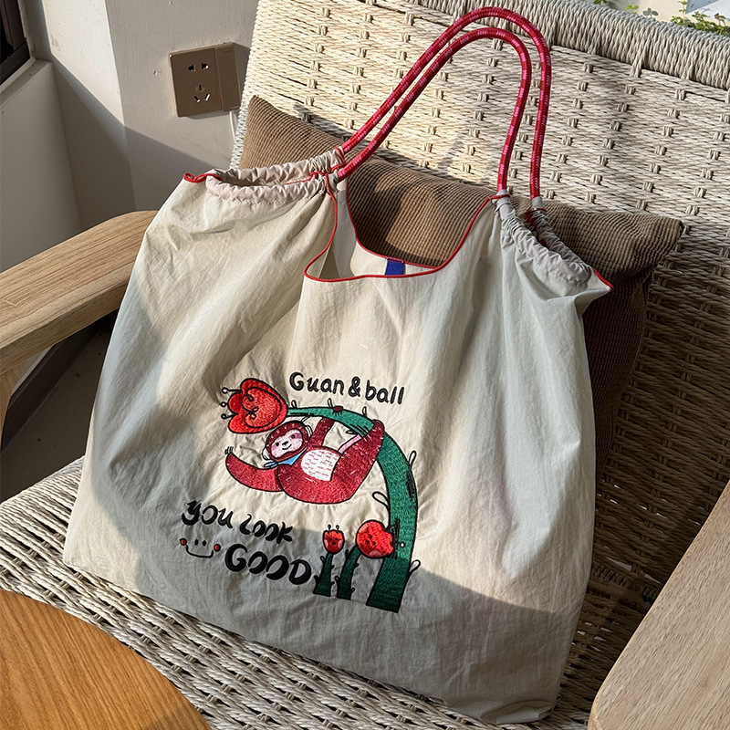 高圆圆同款帆布包包ball chain环保斜挎包女大容量通勤手提购物袋