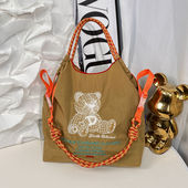 2025新款 ball chain刺绣环保袋购物袋尼龙手提斜挎包女帆布旅行袋