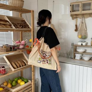 日本防水刺绣收纳袋ball chain包环保斜挎尼龙女大容量手提购物袋