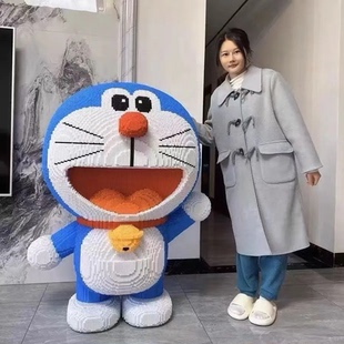 原版无缩减90cm高巨大哆啦A梦手工diy摆件积木儿童玩具蓝胖子礼物