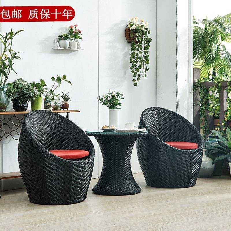 阳台小桌椅家用室外网红椅子茶z几组合庭院休闲户外茶桌藤椅三件