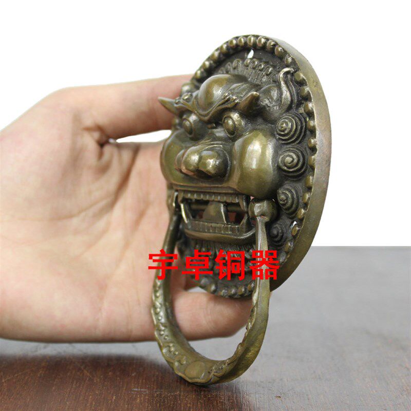 中式复古 狮f子门环挂件 纯铜门环 门饰风水挂件大小号大门拉手