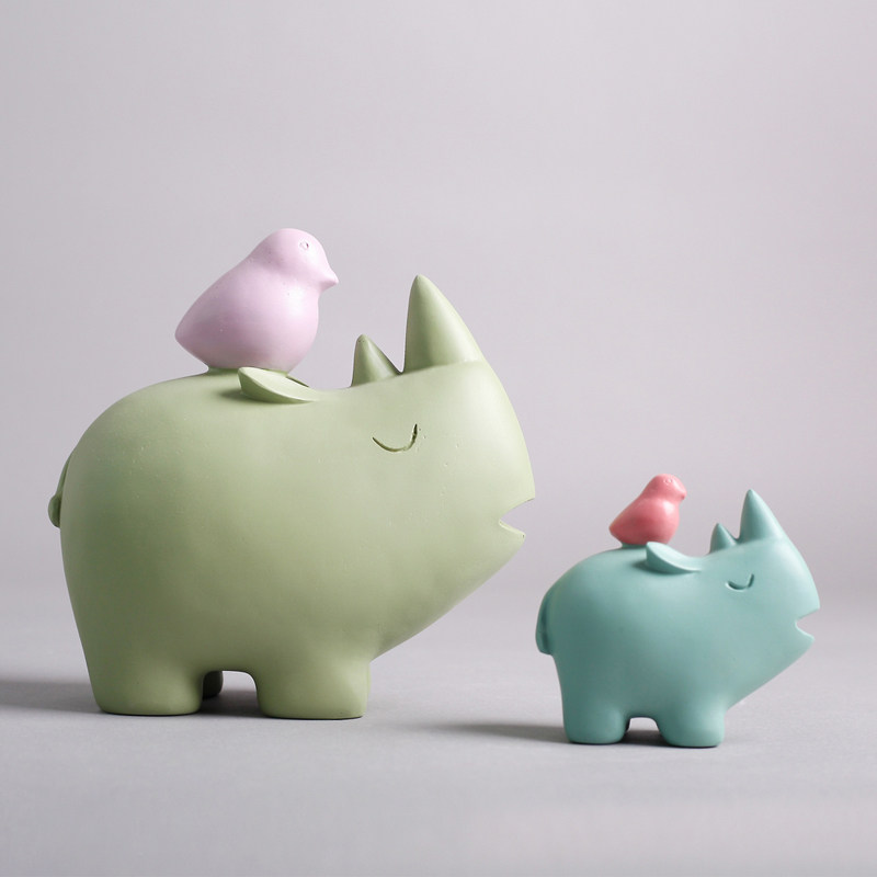 创意北欧治愈系梦幻小鸟犀牛家居样板间儿童房动物V装饰品橱窗摆,家居饰品,装饰摆件,淘宝优惠券,粉丝福利购,淘宝优惠卷