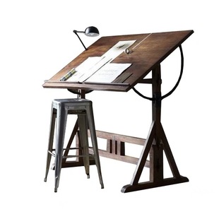 美术画画桌铁艺绘图桌美术t办公桌设计师书桌实木工作台绘画桌画