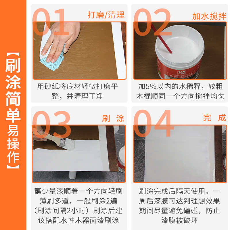 三青木器白色底漆 o水性漆覆盖增强附着旧家具翻新油漆木器木漆
