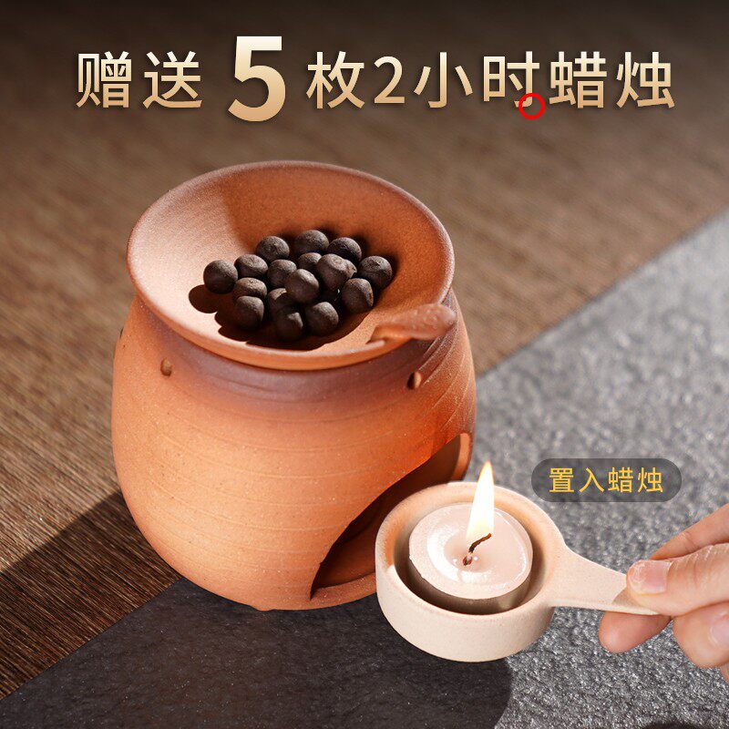 热销日式小猫烤茶l熏香炉陶瓷烘焙炉家用茶叶提香器蜡烛粗陶温茶