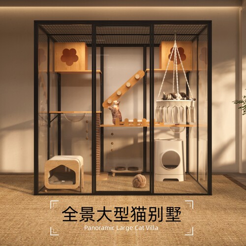 热销超大猫别墅家用猫笼子大型空间D玻璃猫屋豪华猫房展示柜子定