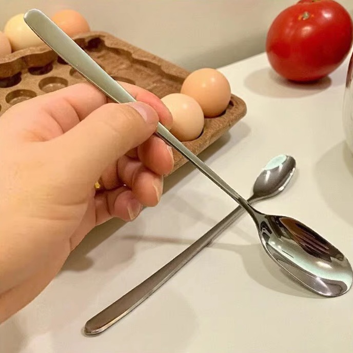 不锈钢长柄圆头加长咖啡勺