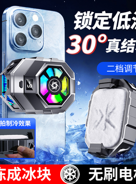 连意数显两档温控调节手机半导体散热器背夹制冷18W降温神器适用苹果华为小米安卓静音电竞游戏吃鸡王者直播