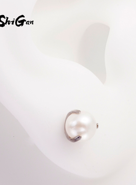 F136钛合金爪镶真珍珠淡水2025新款白色气质精致耳钉耳骨唇钉饰品