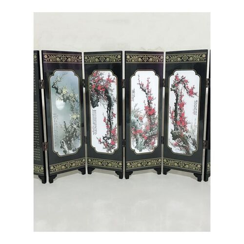6 Panel Mini Folding Screwen Tabletop Wooden Chinese Art Scr