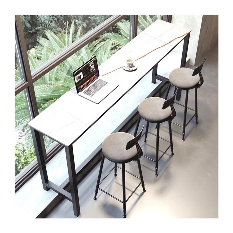 北欧岩板阳台家用吧台桌t椅水吧台靠墙长条岛台酒吧桌奶茶店高脚