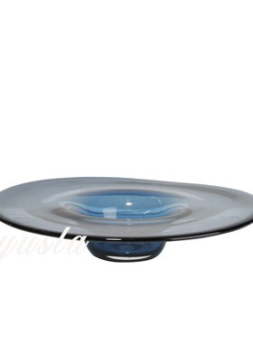 简约现代创意蓝色玻璃水果盘摆件家居桌面客厅样T板间收纳盘装饰