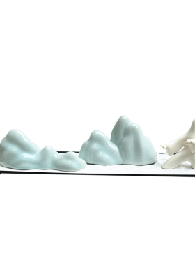 新中式陶瓷假山狮子太极人造景z摆件样板间客厅酒店茶室茶具装饰