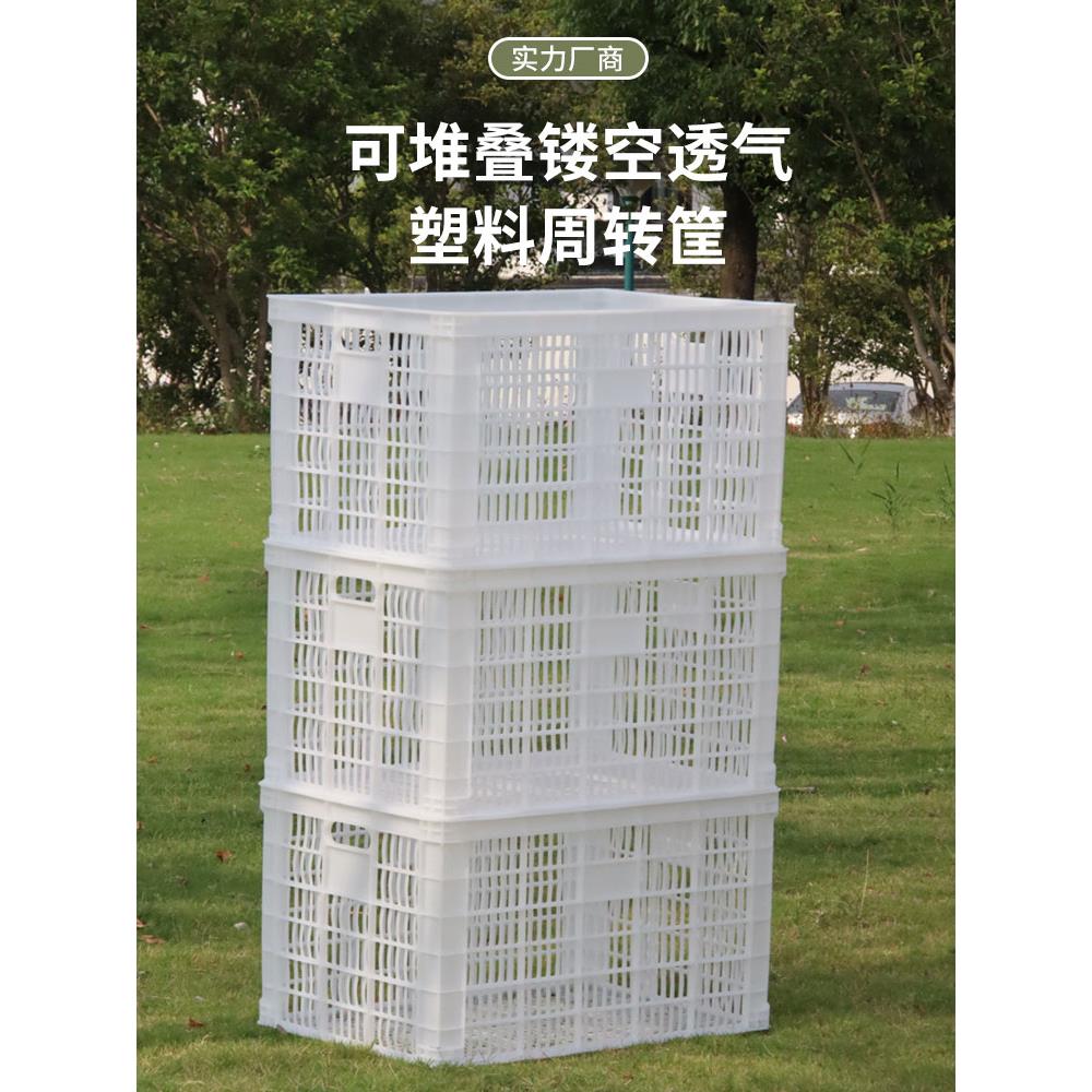 白色装水果的塑料筐长方形货框筐子大号镂空蔬菜收纳篮熟胶大型框