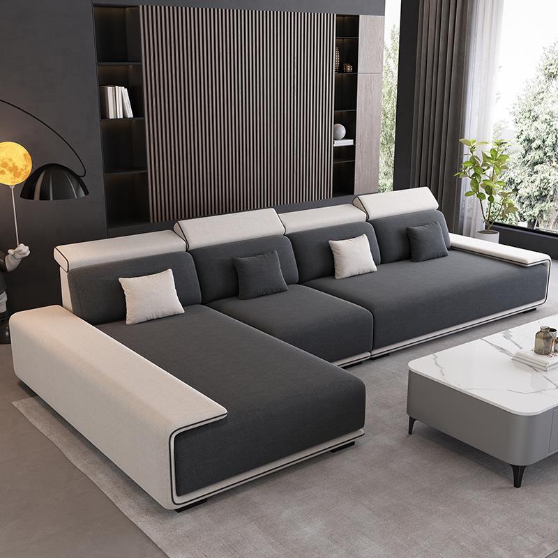 新款客厅大户型意式极简轻奢可拆洗科技布北欧高回弹贵妃布艺沙发