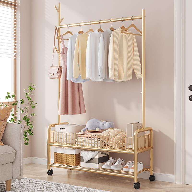 晾衣架落地折叠家用室内简易单杆式衣帽架晒衣架阳台卧室挂衣架子