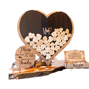 复古欧式婚礼庆爱心签名签到框签名册创意宾客留言簿摆件互动神器