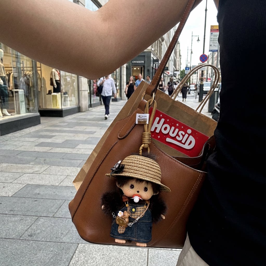 日本HOUSID正版草帽蒙奇奇包挂件毛绒挂饰公仔送朋友闺蜜生日礼物