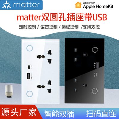Matter双圆孔插座带USB智能万用