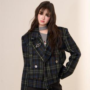 外套女新款 威尔士格纹呢子外套 春季 2025爆款 洋气 CHILL 时尚 ZOEY
