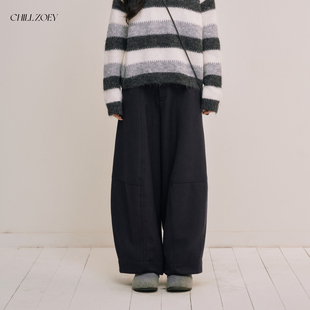 女秋冬设计感松弛感阔腿休闲长裤 暮色里弯刀裤 慵懒风 ZOEY CHILL