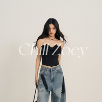 CHILLZOEY 蝴蝶结抹胸上衣女辣妹风短款露肩纯欲风外穿露腰裹胸