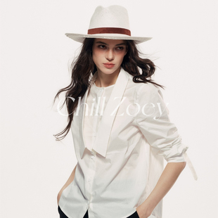 CHILL ZOEY 落雪时分解构衬衫设计感飘带宽松休闲高级感叠穿上衣