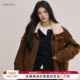 CHILL 毛领复古气质牛仔夹克外套短款 ZOEY浮光叩皮外套新款 女冬季