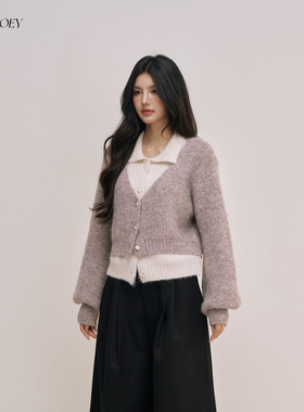 陈卓璇同款CHILL ZOEY采荷假两件毛衣秋冬气质设计感羊绒上衣