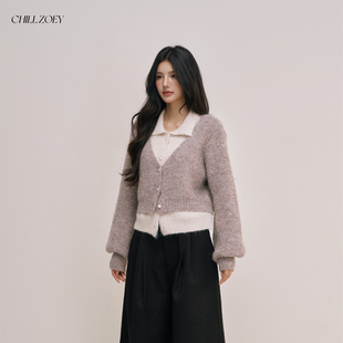 陈卓璇同款 ZOEY采荷假两件毛衣秋冬气质设计感羊绒上衣 CHILL
