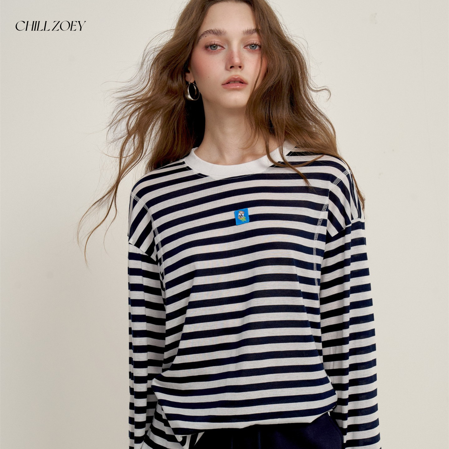 CHILL ZOEY汀风条纹上衣黑色短裤时尚套装2026初秋新款女生休闲