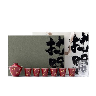 墨己礼盒装郎红烫金仙鹤盖碗套装功G夫乔迁茶具家用喜庆陶瓷茶具