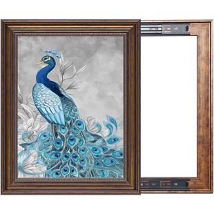 美式孔雀电表箱装饰画竖款电闸盒弱D电强电源开关箱子遮挡推拉定