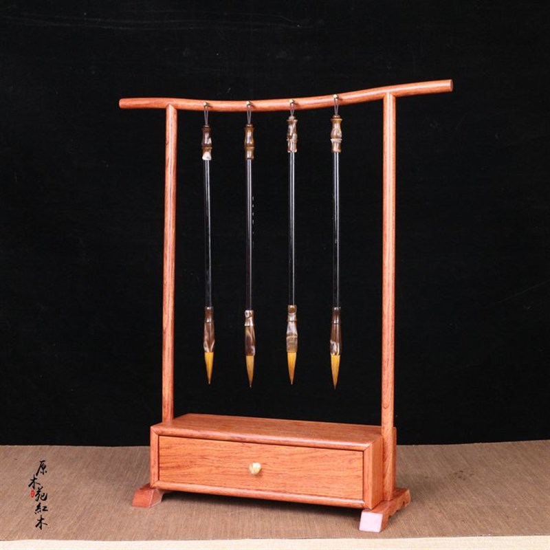 实木多功能简约笔架毛笔挂毛笔复古E挂架创意书房摆件笔架木制大