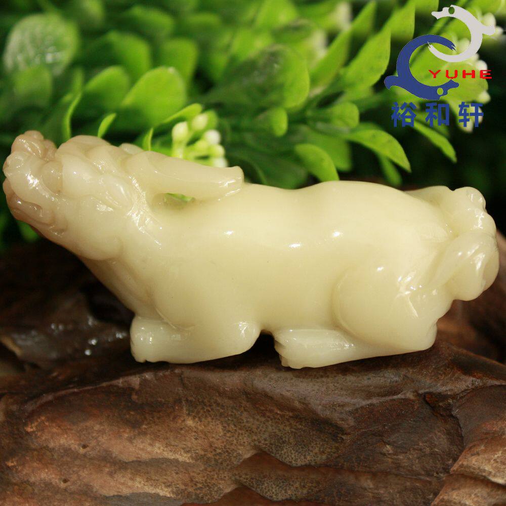 寿山石手件国石真品 结晶芙蓉冻石 手工护身貔貅手V把件【裕和轩